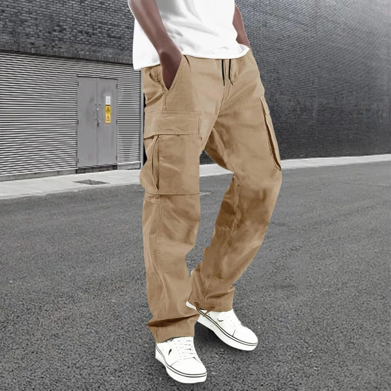 Hiking Pants for Men Cargo Pants Multi-Pocket Straight Leg Cargo Trousers Relax Fit Workout Track Pant