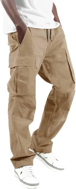 Hiking Pants for Men Cargo Pants Multi-Pocket Straight Leg Cargo Trousers Relax Fit Workout Track Pant