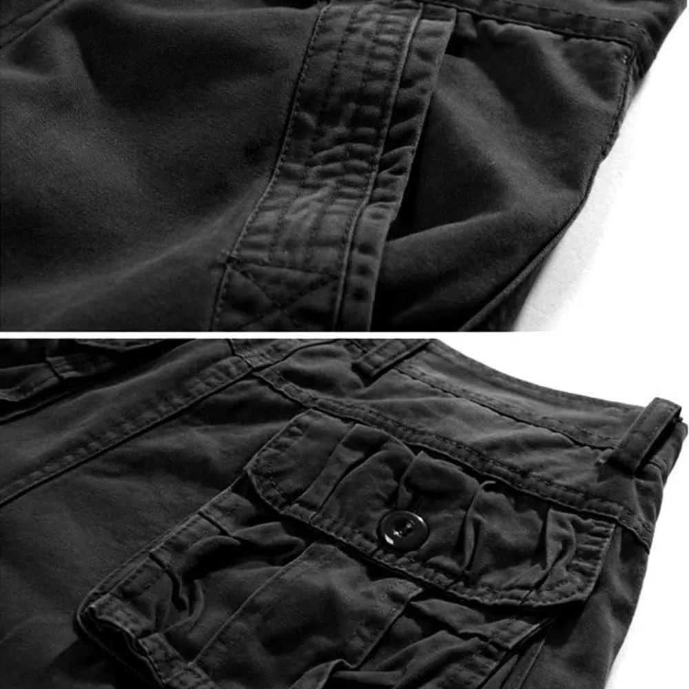 Hiking Shorts Men Loose Fit Lightweight Multi Pocket Cotton Casual Cargo Pants Sports Outdoor Twill Camo Shorts No Belt