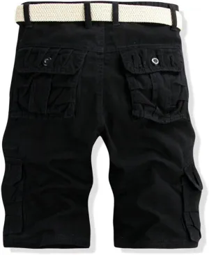 Hiking Shorts Men Loose Fit Lightweight Multi Pocket Cotton Casual Cargo Pants Sports Outdoor Twill Camo Shorts No Belt
