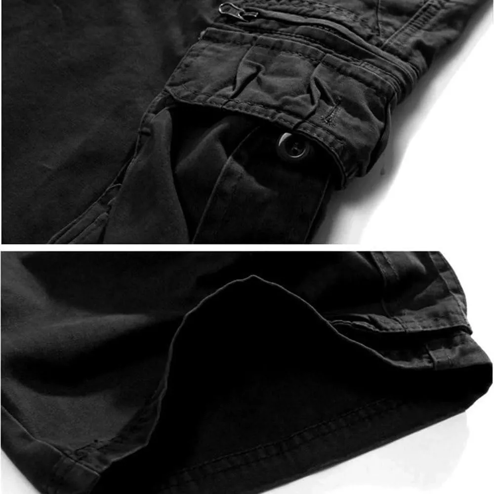Hiking Shorts Men Loose Fit Lightweight Multi Pocket Cotton Casual Cargo Pants Sports Outdoor Twill Camo Shorts No Belt