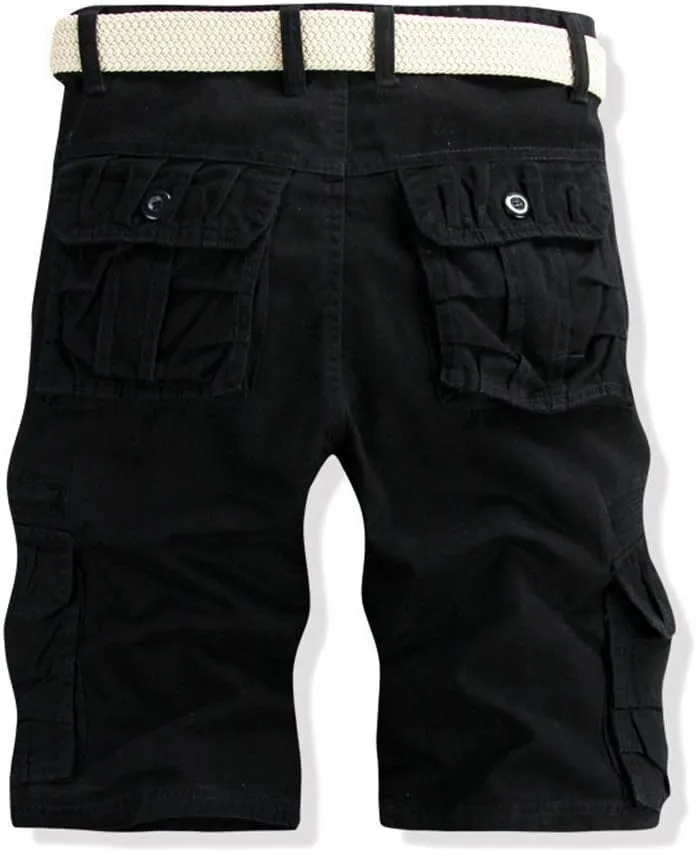 Hiking Shorts Men Loose Fit Lightweight Multi Pocket Cotton Casual Cargo Pants Sports Outdoor Twill Camo Shorts No Belt