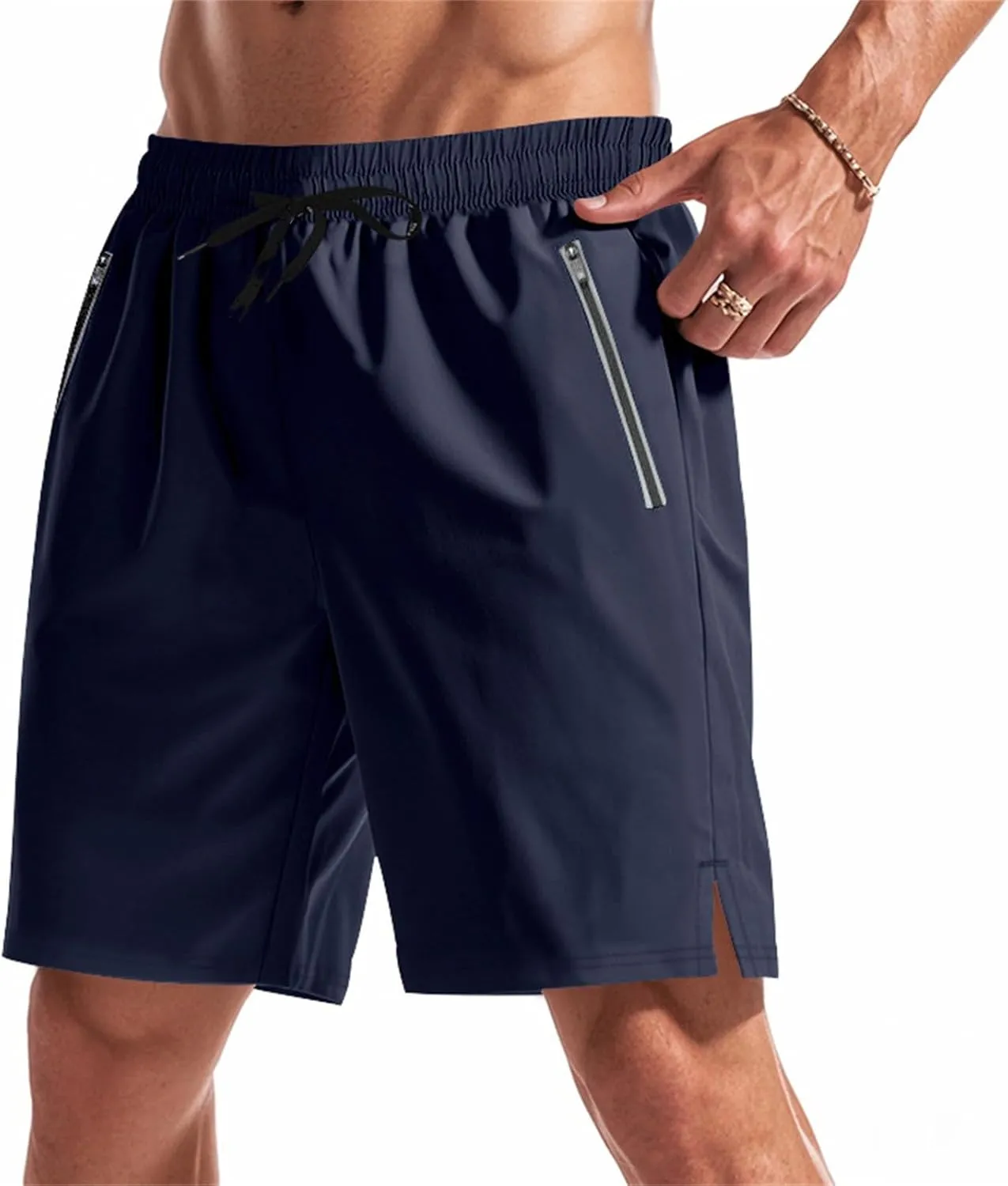 Hiking Shorts Men Quick Dry Gym Golf Workout Athletic Elastic Waist Hybrid Shorts Drawstring Stretch Short Pants with Pockets