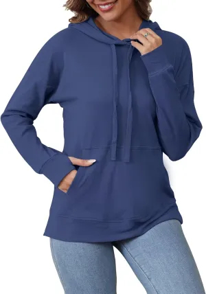 Hoodies for Women Casual Workout Spring Sweatshirt Loose Thumbhole Pullover Hooded Sweaters with Pockets