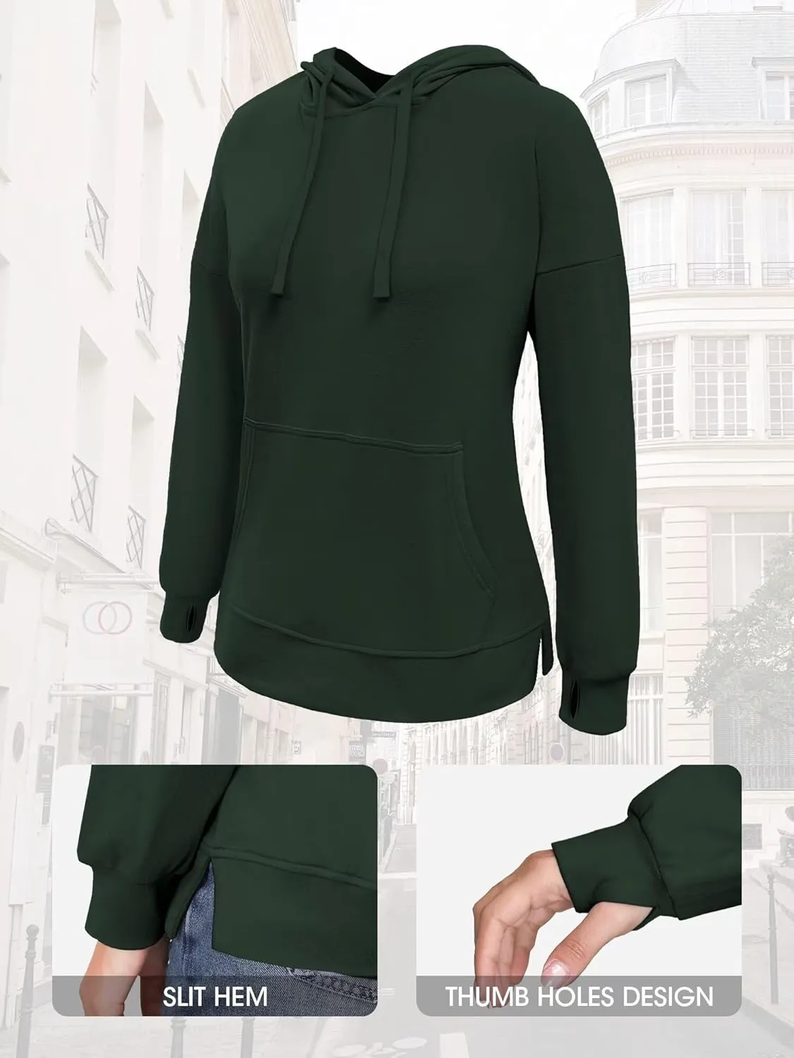 Hoodies for Women Casual Workout Spring Sweatshirt Loose Thumbhole Pullover Hooded Sweaters with Pockets