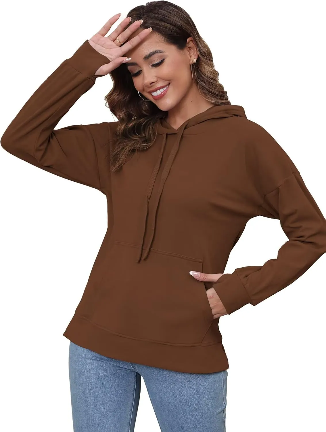Hoodies for Women Casual Workout Spring Sweatshirt Loose Thumbhole Pullover Hooded Sweaters with Pockets