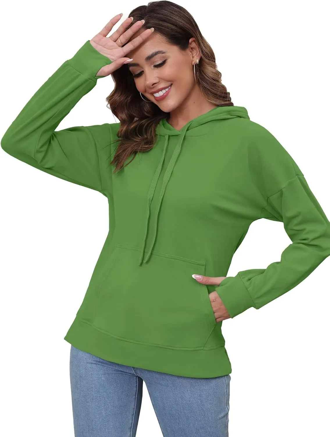 Hoodies for Women Casual Workout Spring Sweatshirt Loose Thumbhole Pullover Hooded Sweaters with Pockets