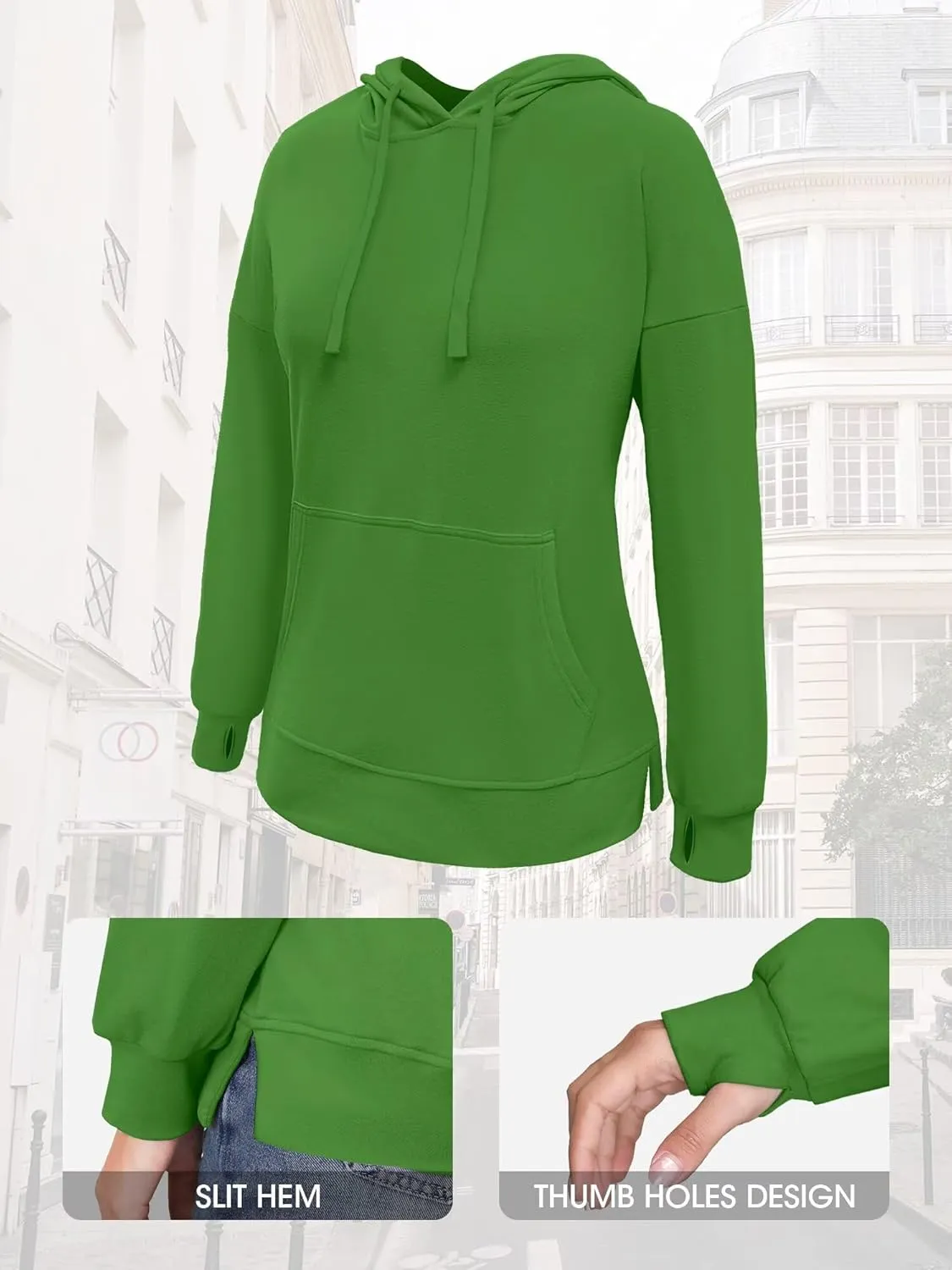 Hoodies for Women Casual Workout Spring Sweatshirt Loose Thumbhole Pullover Hooded Sweaters with Pockets