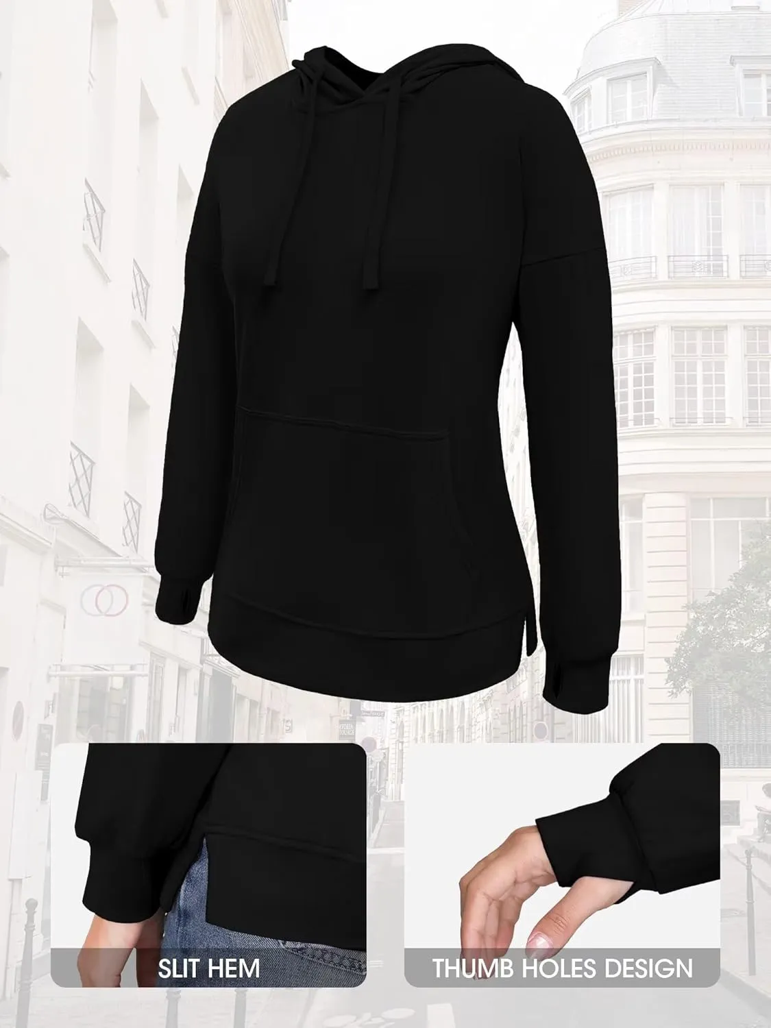 Hoodies for Women Casual Workout Spring Sweatshirt Loose Thumbhole Pullover Hooded Sweaters with Pockets