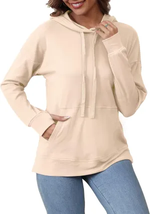 Hoodies for Women Casual Workout Spring Sweatshirt Loose Thumbhole Pullover Hooded Sweaters with Pockets