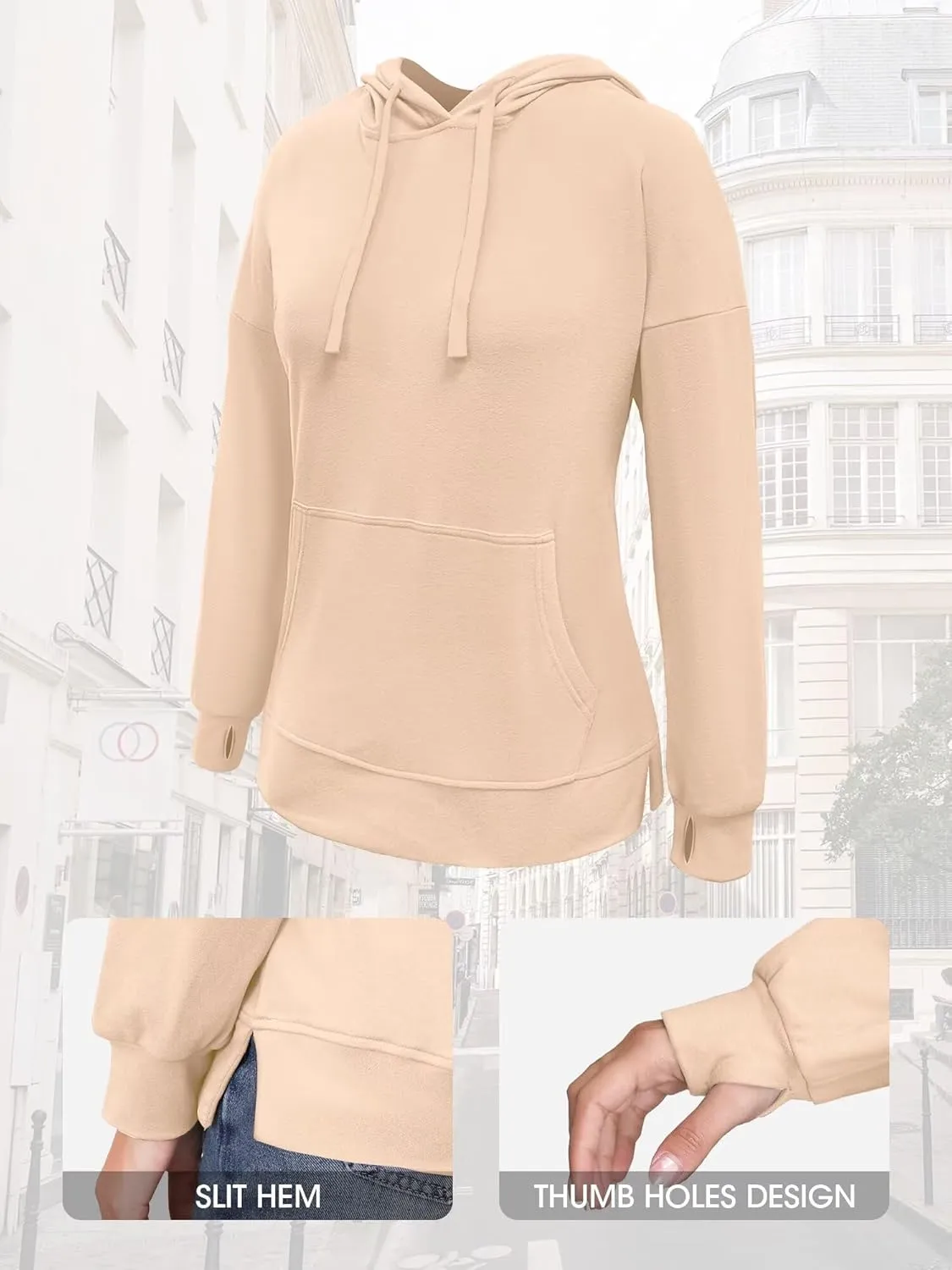 Hoodies for Women Casual Workout Spring Sweatshirt Loose Thumbhole Pullover Hooded Sweaters with Pockets