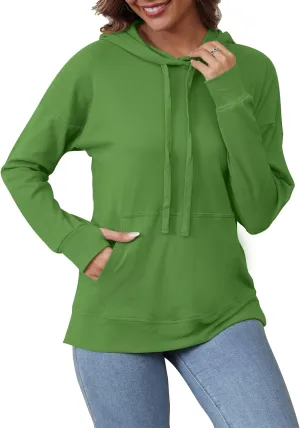 Hoodies for Women Casual Workout Spring Sweatshirt Loose Thumbhole Pullover Hooded Sweaters with Pockets
