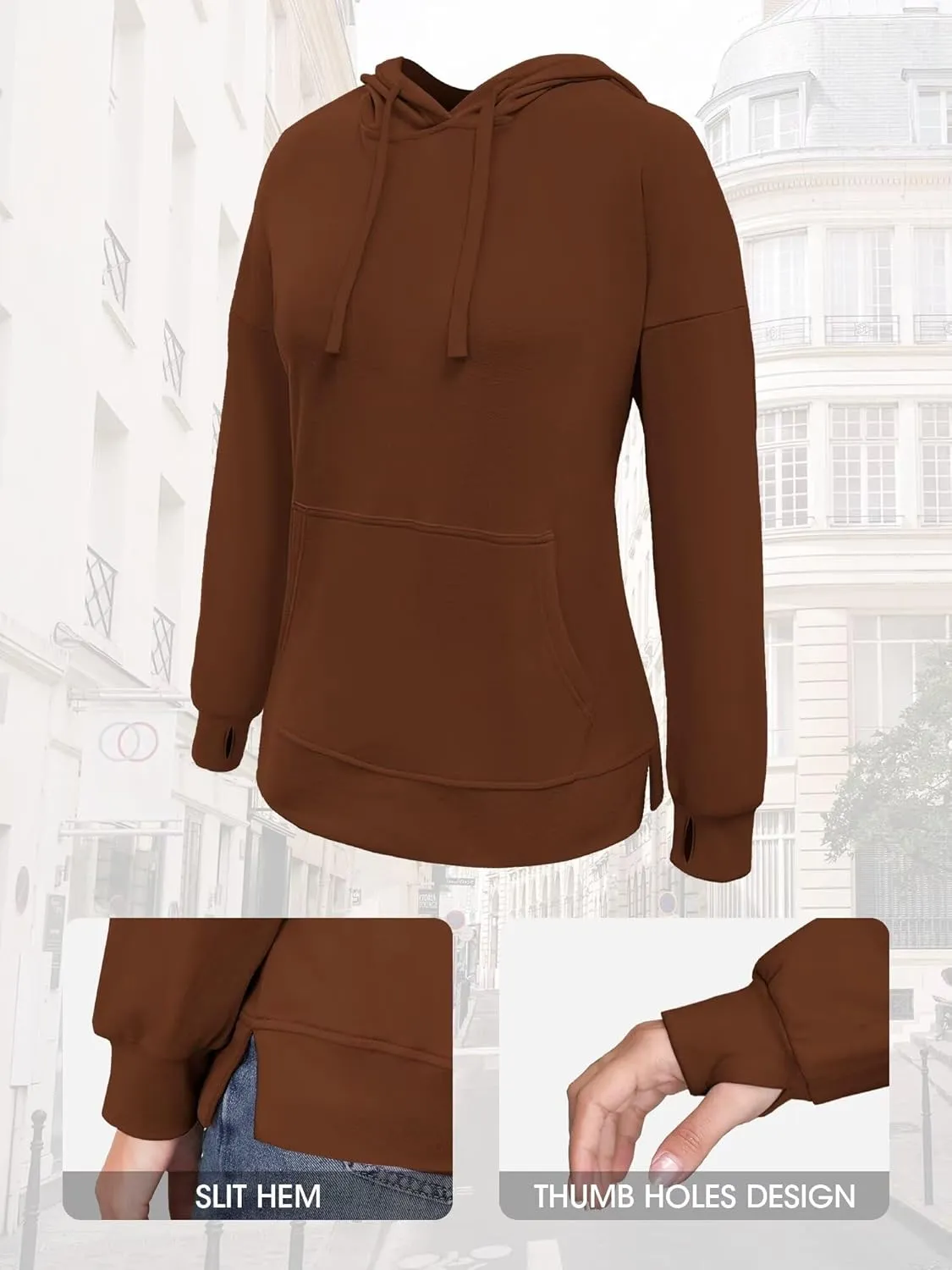 Hoodies for Women Casual Workout Spring Sweatshirt Loose Thumbhole Pullover Hooded Sweaters with Pockets