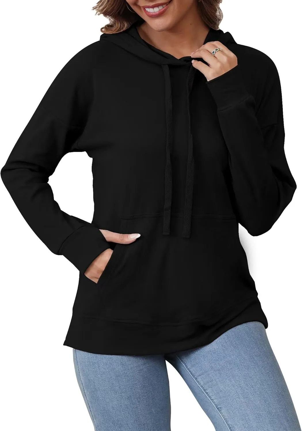 Hoodies for Women Casual Workout Spring Sweatshirt Loose Thumbhole Pullover Hooded Sweaters with Pockets
