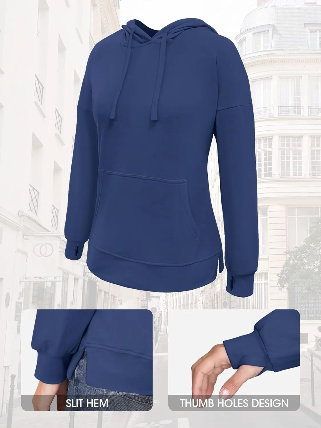 Hoodies for Women Casual Workout Spring Sweatshirt Loose Thumbhole Pullover Hooded Sweaters with Pockets