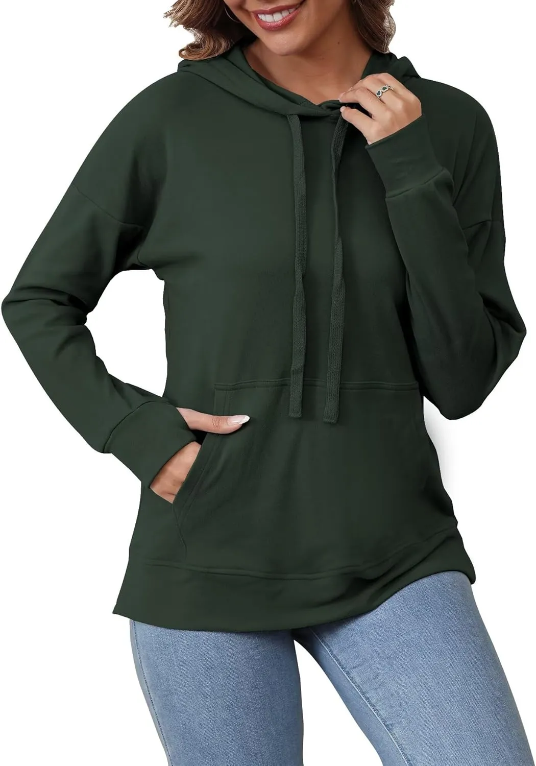 Hoodies for Women Casual Workout Spring Sweatshirt Loose Thumbhole Pullover Hooded Sweaters with Pockets