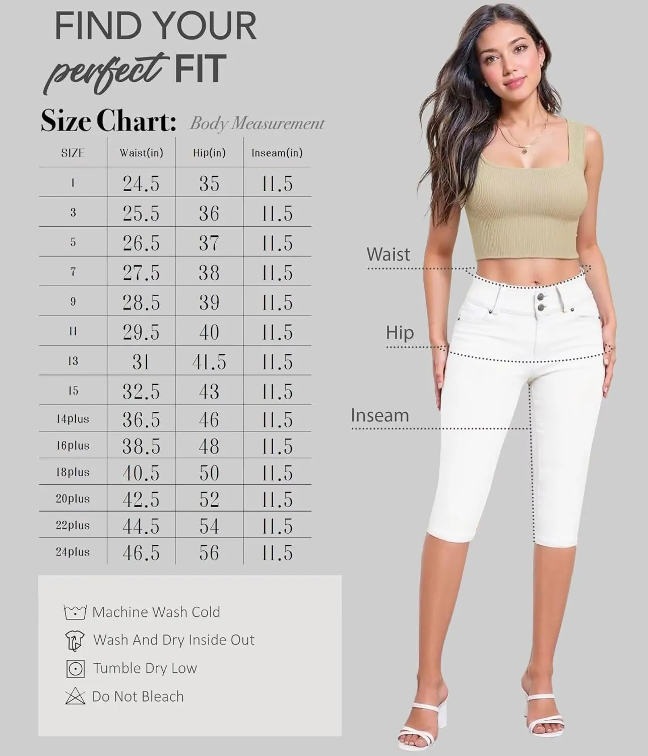 Hybrid & Company Women's Butt Lift V2 Super Comfy Stretch Denim Bermuda Shorts Capri