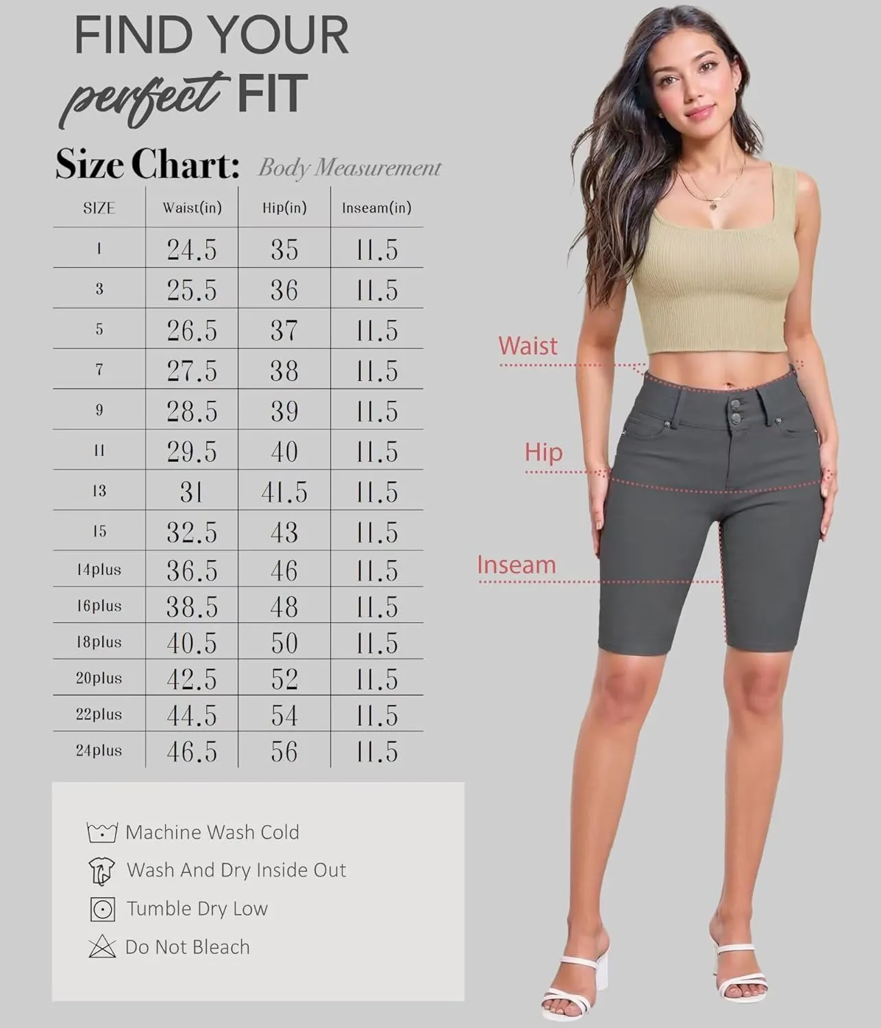 Hybrid & Company Women's Butt Lift V2 Super Comfy Stretch Denim Bermuda Shorts Capri