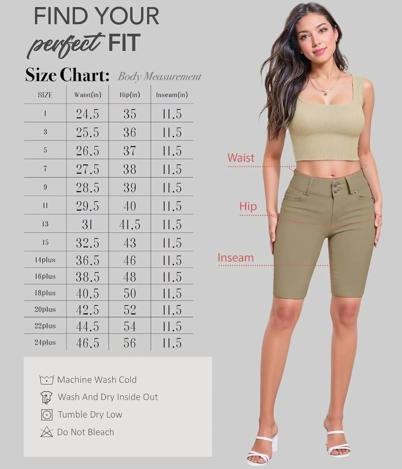 Hybrid & Company Women's Butt Lift V2 Super Comfy Stretch Denim Bermuda Shorts Capri