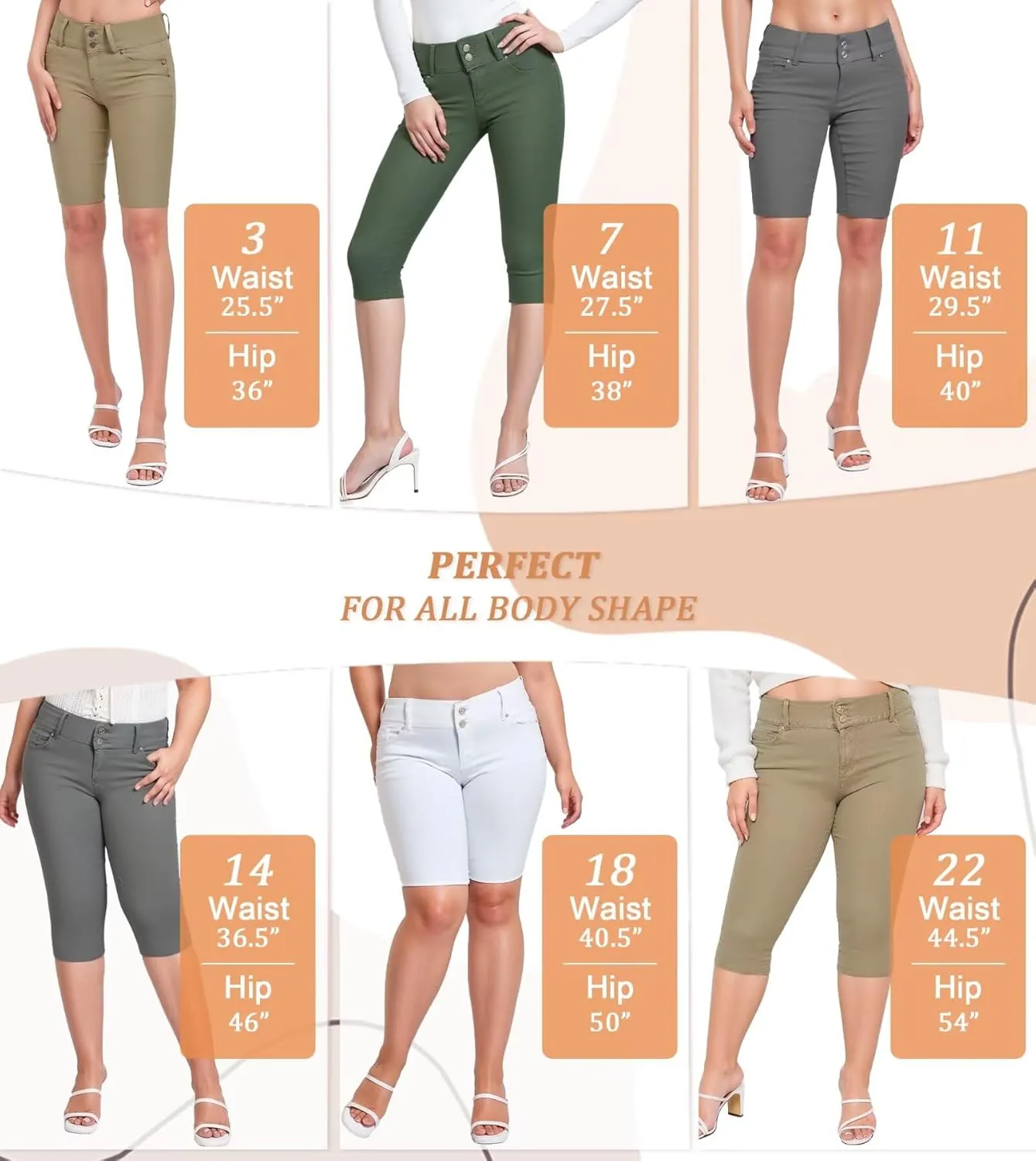 Hybrid & Company Women's Butt Lift V2 Super Comfy Stretch Denim Bermuda Shorts Capri
