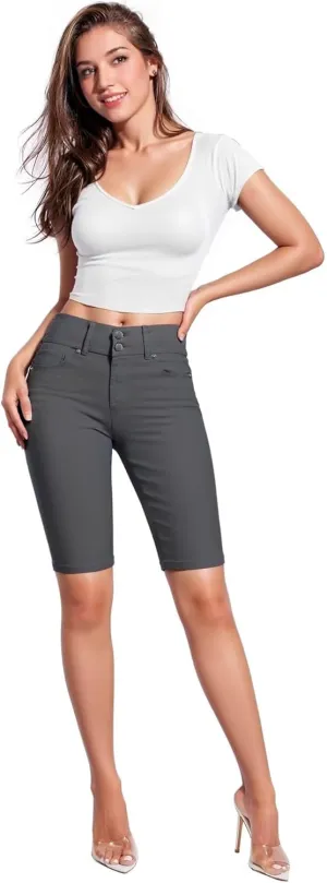 Hybrid & Company Women's Butt Lift V2 Super Comfy Stretch Denim Bermuda Shorts Capri