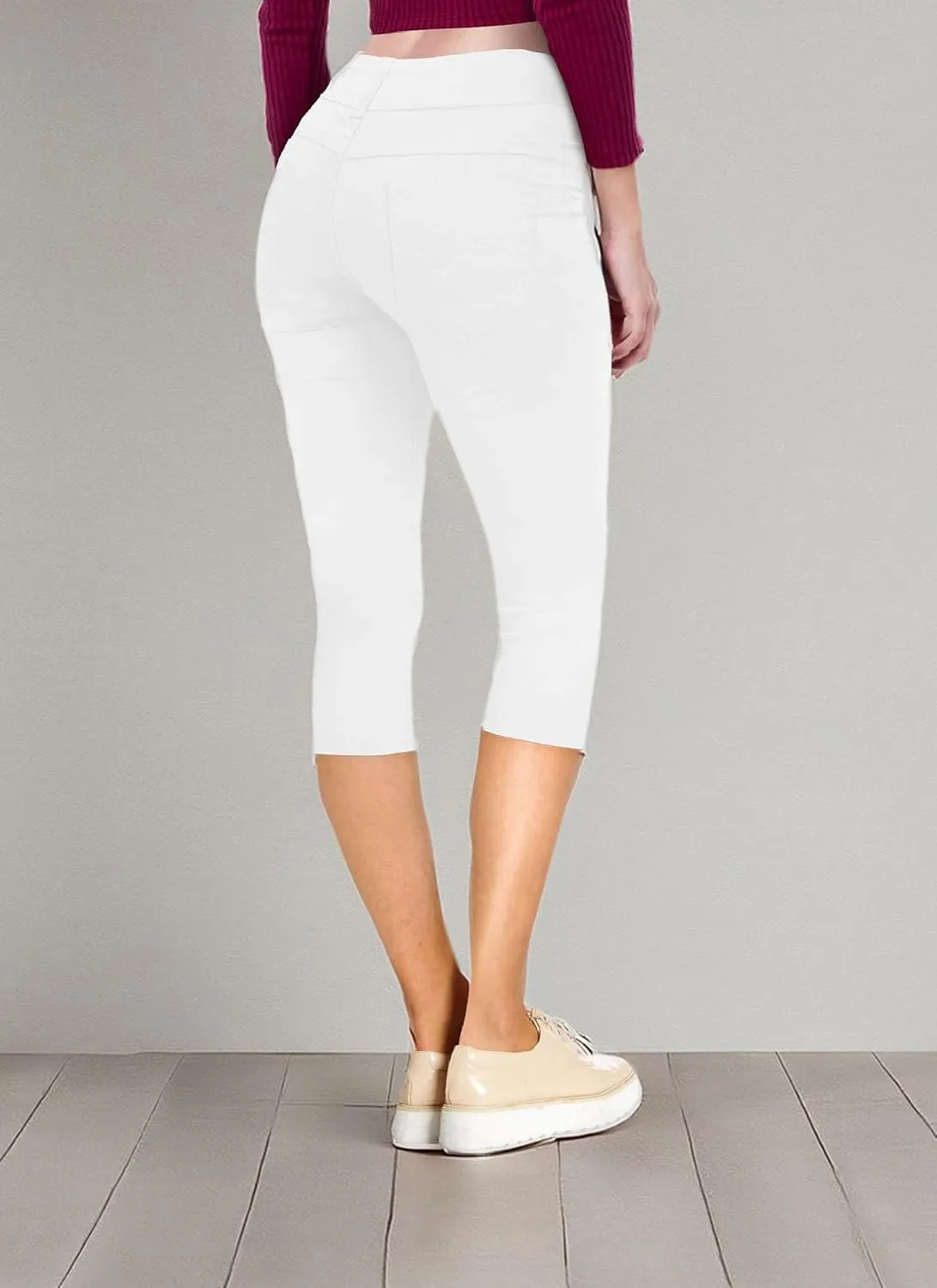 Hybrid & Company Women's Butt Lift V2 Super Comfy Stretch Denim Bermuda Shorts Capri
