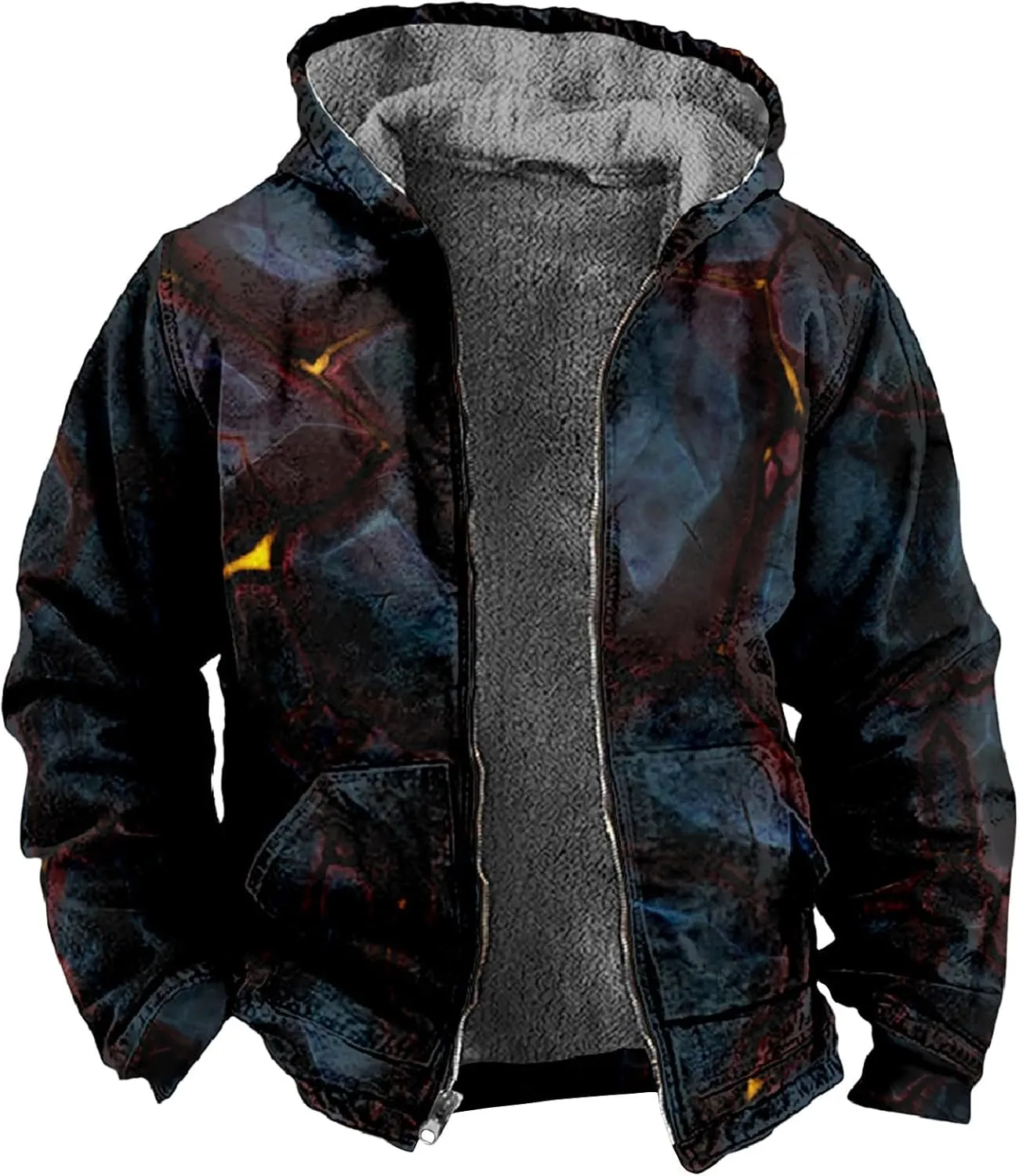 Jackets for Men Winter Fleece Jacket Warm Thick Coats Full Zip up Hoody Outerwear Heavyweight Sweatshirts