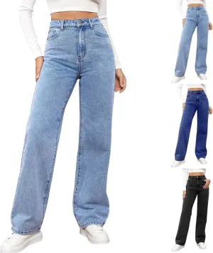 Jeans for Women High Waisted Straight Leg Pants Casual Boyfriend Jeans Trendy Vintage Classic Trousers with Pockets