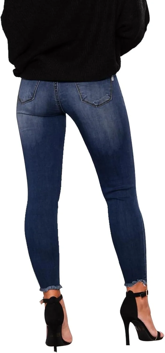 Jeans for Women Trendy Straight Leg Ripped Petite Jeans High Waisted Stretchy Distressed Denim Pants Hippie Clothes