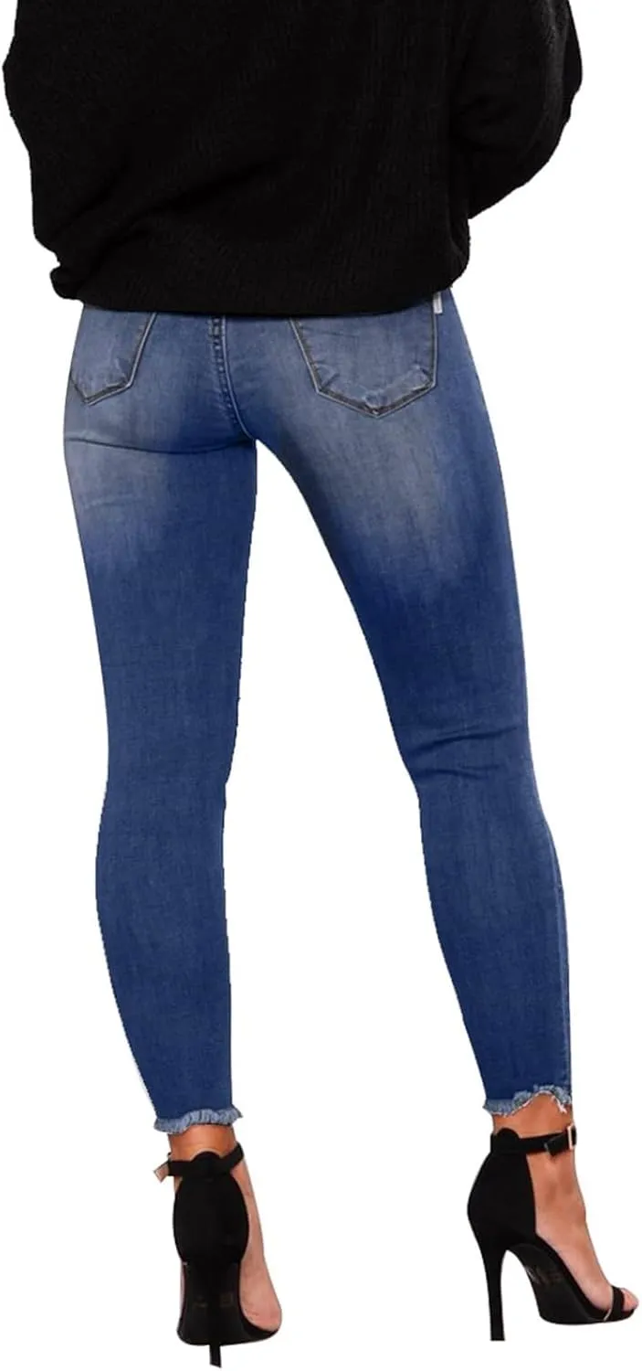 Jeans for Women Trendy Straight Leg Ripped Petite Jeans High Waisted Stretchy Distressed Denim Pants Hippie Clothes