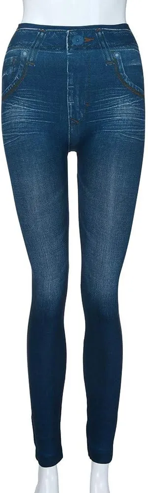 Jeggings for Women Tummy Control Pull on Stretchy Jeans High Waisted Skinny Jean Leggings with Pockets Casual