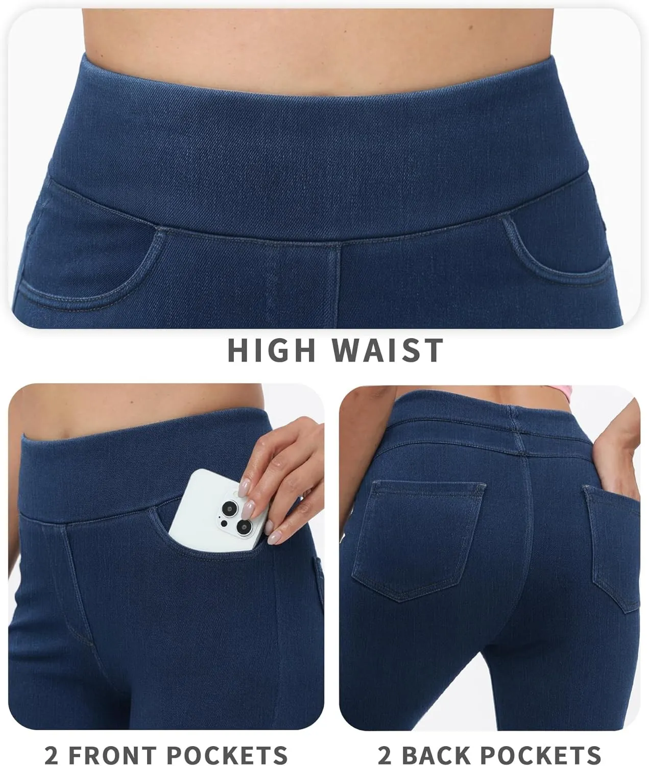 Jeggings for Women Tummy Control Stretch Jeans High Waisted Skinny Jeans Pull On Butt Lifting with Pockets