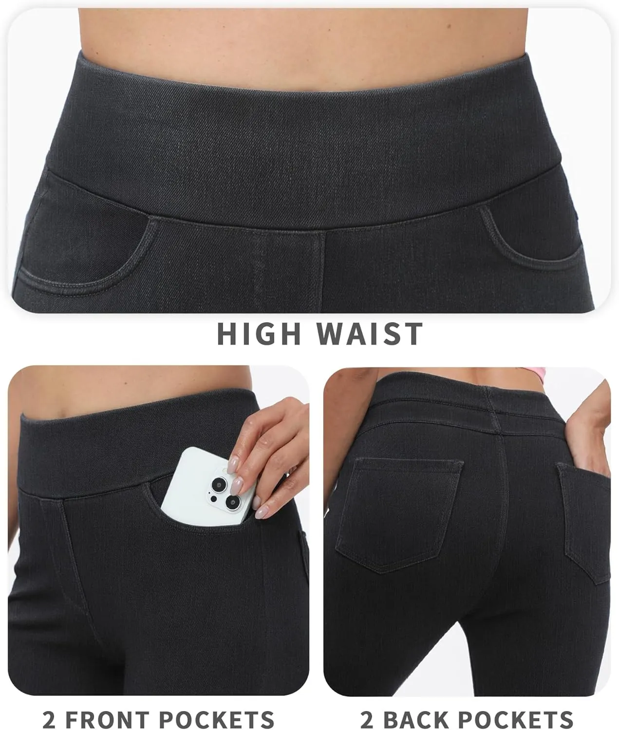 Jeggings for Women Tummy Control Stretch Jeans High Waisted Skinny Jeans Pull On Butt Lifting with Pockets
