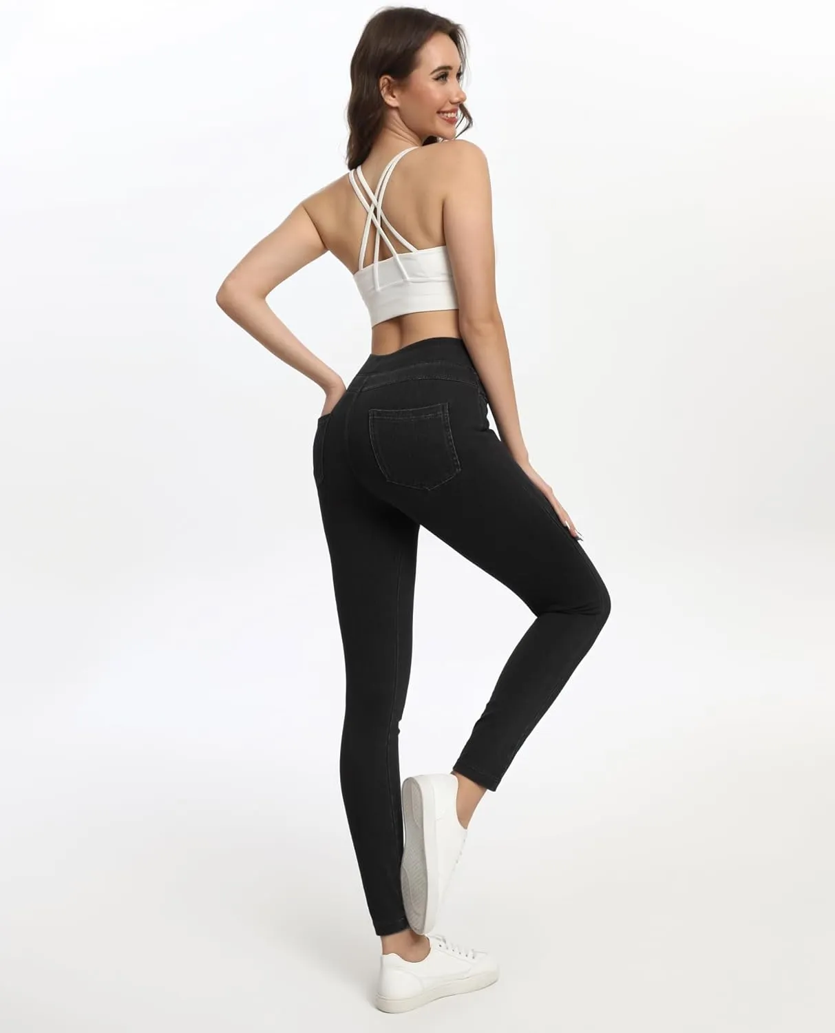 Jeggings for Women Tummy Control Stretch Jeans High Waisted Skinny Jeans Pull On Butt Lifting with Pockets