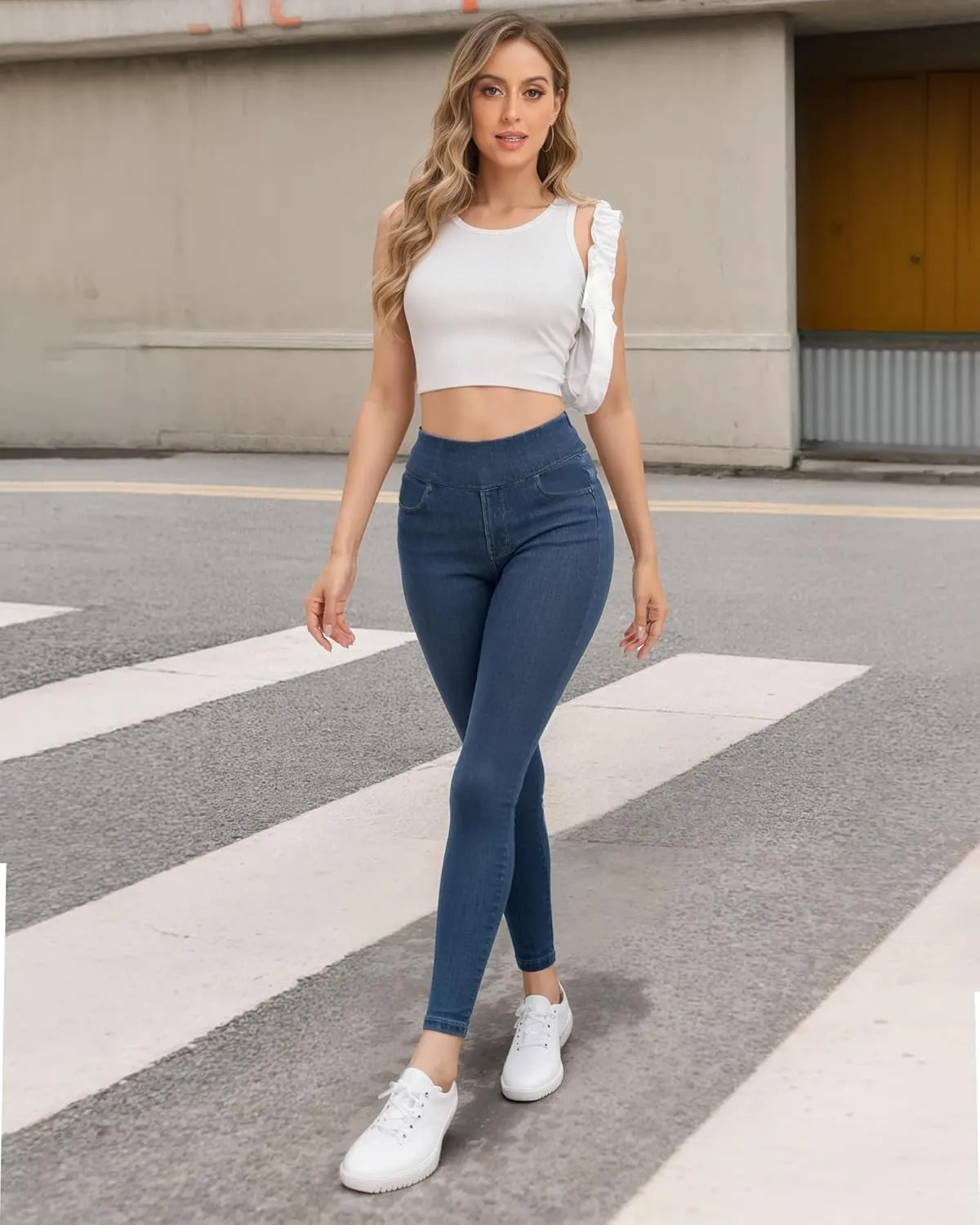 Jeggings for Women Tummy Control Stretch Jeans High Waisted Skinny Jeans Pull On Butt Lifting with Pockets