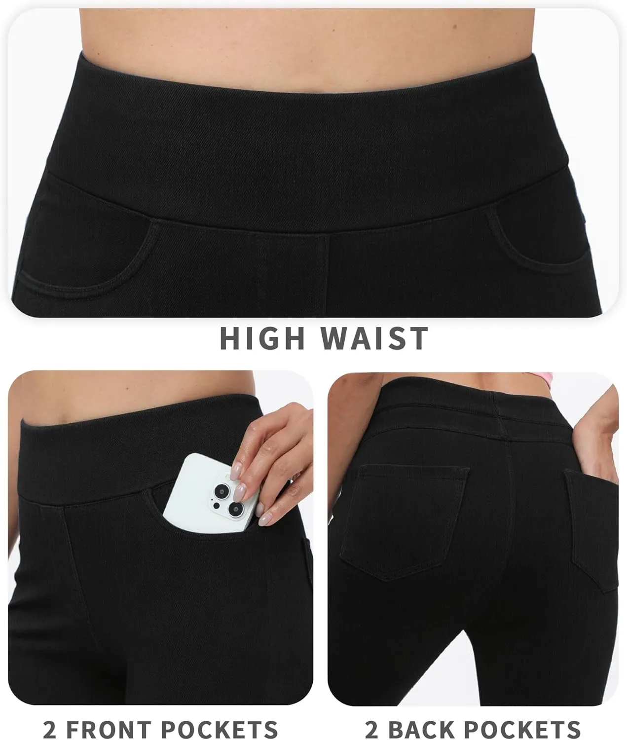Jeggings for Women Tummy Control Stretch Jeans High Waisted Skinny Jeans Pull On Butt Lifting with Pockets