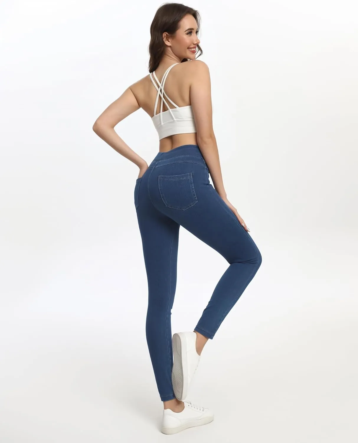 Jeggings for Women Tummy Control Stretch Jeans High Waisted Skinny Jeans Pull On Butt Lifting with Pockets