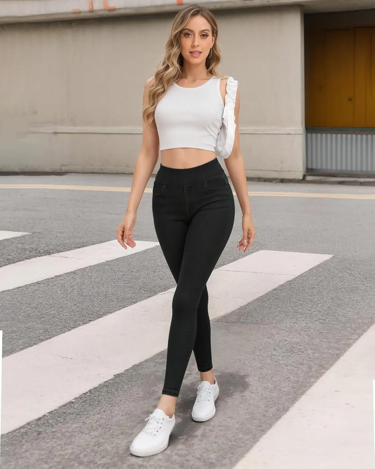Jeggings for Women Tummy Control Stretch Jeans High Waisted Skinny Jeans Pull On Butt Lifting with Pockets