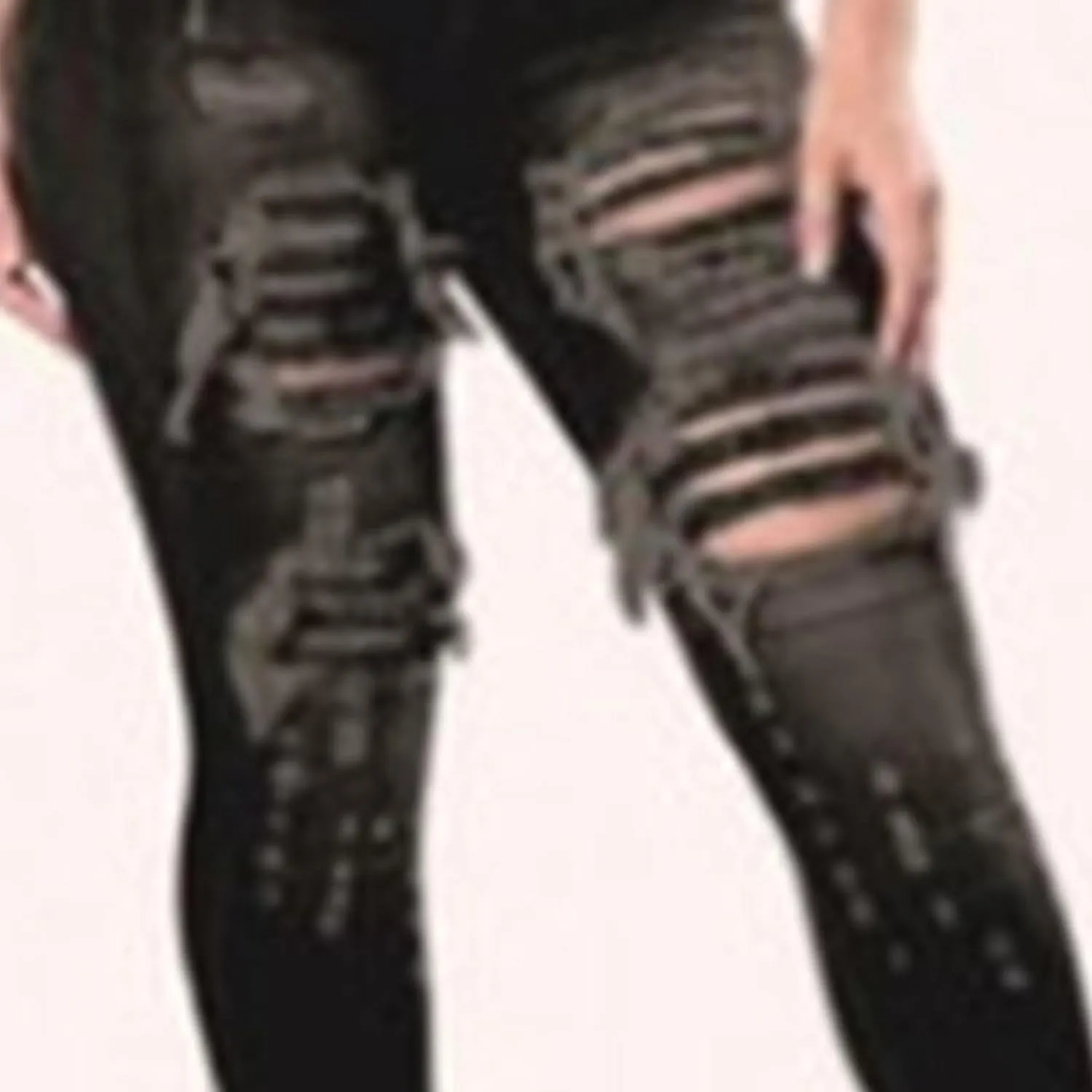 JEKE-DG Women's Destroyed Skinny High Waist Denim Slim Distressed Ripped Jeans Stretch Tummy Control Casual Trousers