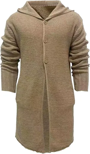 JEShifangjiusu Mens Long Sleeve Cardigan Hooded Sweaters Button Down Cable Knitted Sweater Slim Fit Fashion Coat With Pockets