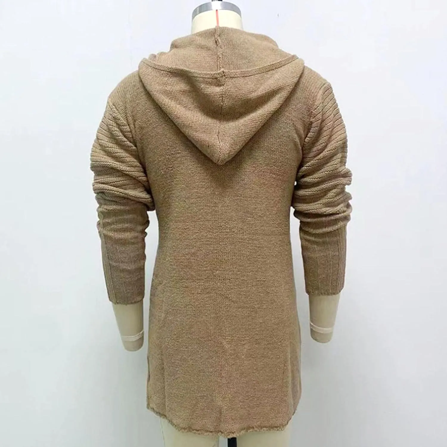 JEShifangjiusu Mens Long Sleeve Cardigan Hooded Sweaters Button Down Cable Knitted Sweater Slim Fit Fashion Coat With Pockets