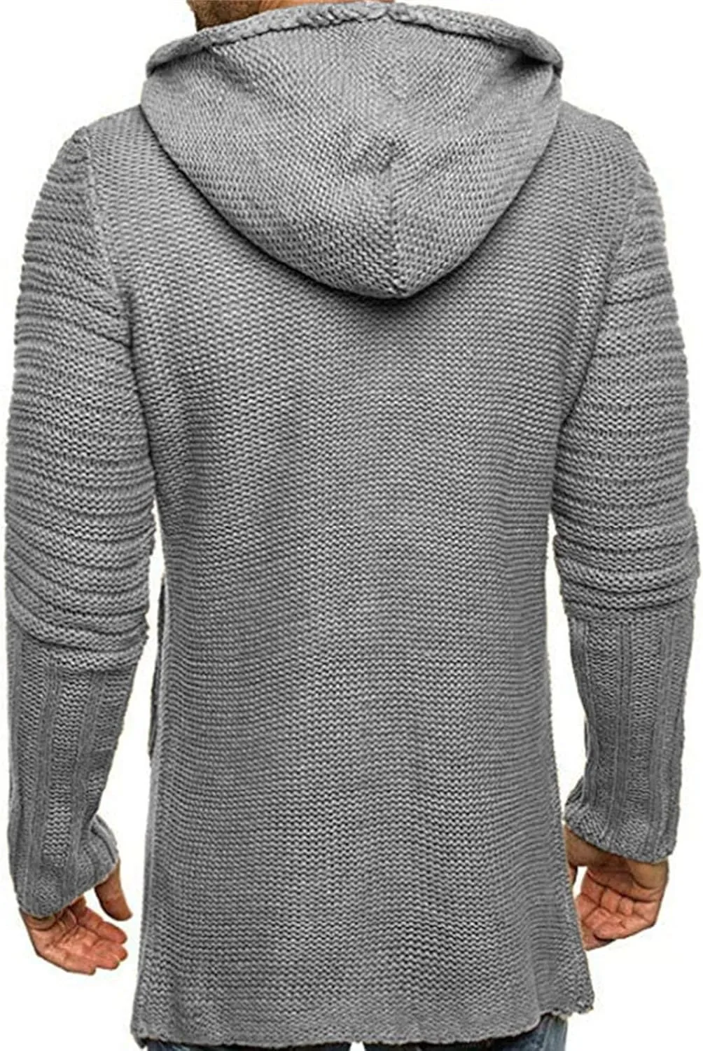 JEShifangjiusu Mens Long Sleeve Cardigan Hooded Sweaters Button Down Cable Knitted Sweater Slim Fit Fashion Coat With Pockets