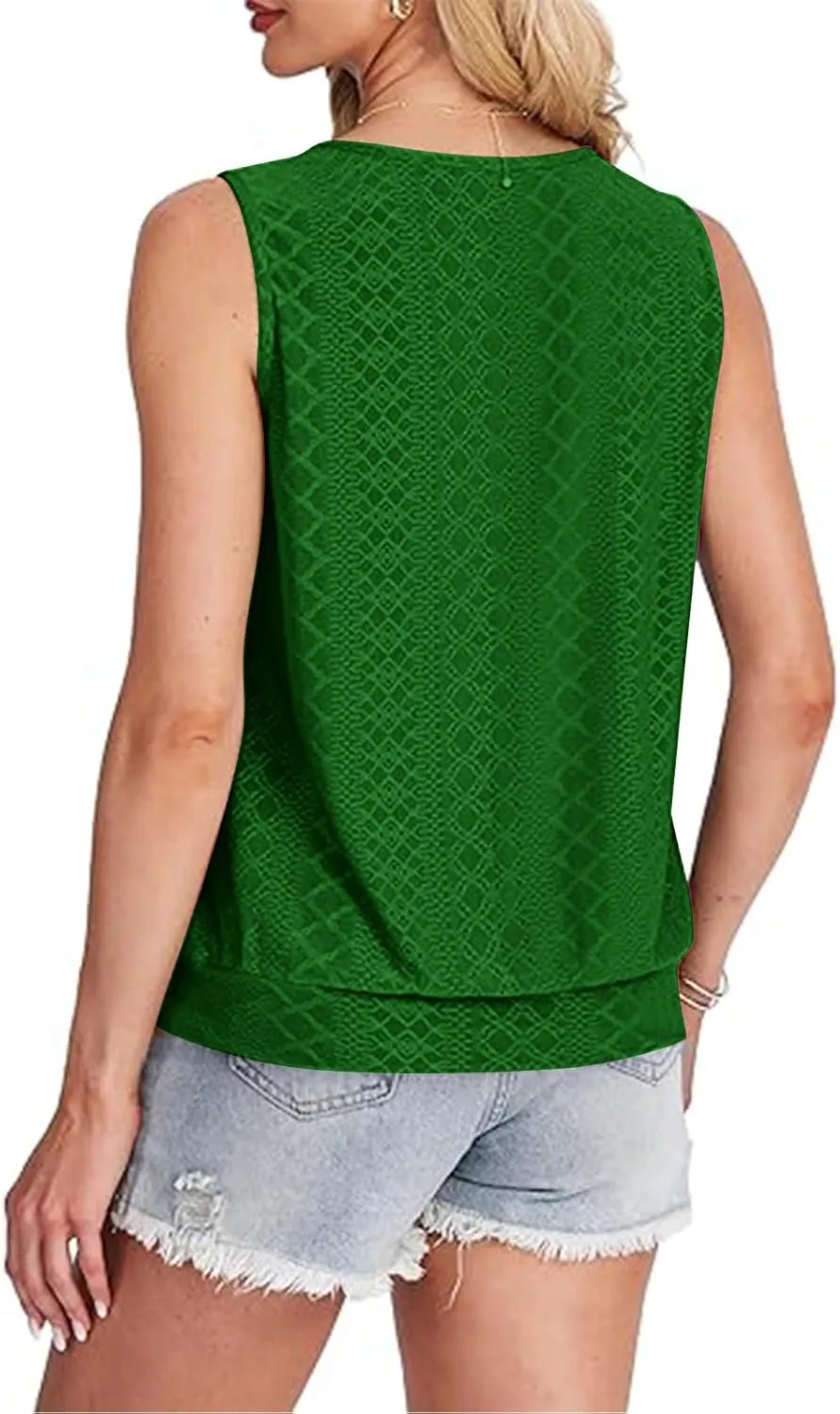 JOAU Womens Tank Tops Loose Casual Round Neck Sleeveless Summer Shirts Eyelet Embroidery Blouse Trendy Vacation Clothes 2025