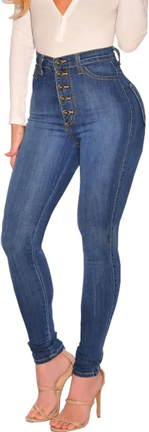 KDF Women's High Waisted Jeans for Women Distressed Ripped Jeans Slim Fit Butt Lifting Skinny Stretch Jeans Denim Pants