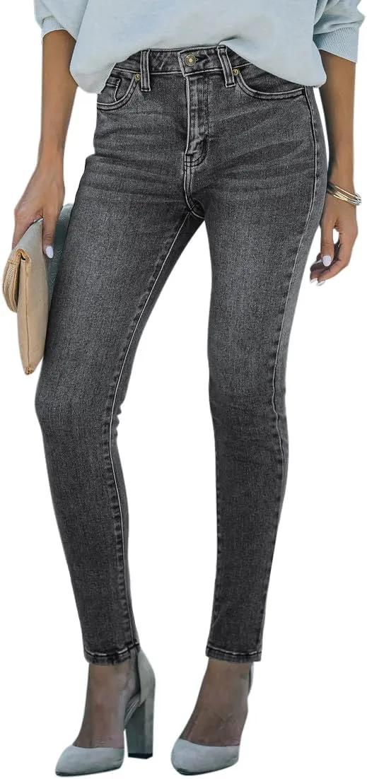 KDF Women's High Waisted Jeans for Women Distressed Ripped Jeans Slim Fit Butt Lifting Skinny Stretch Jeans Denim Pants
