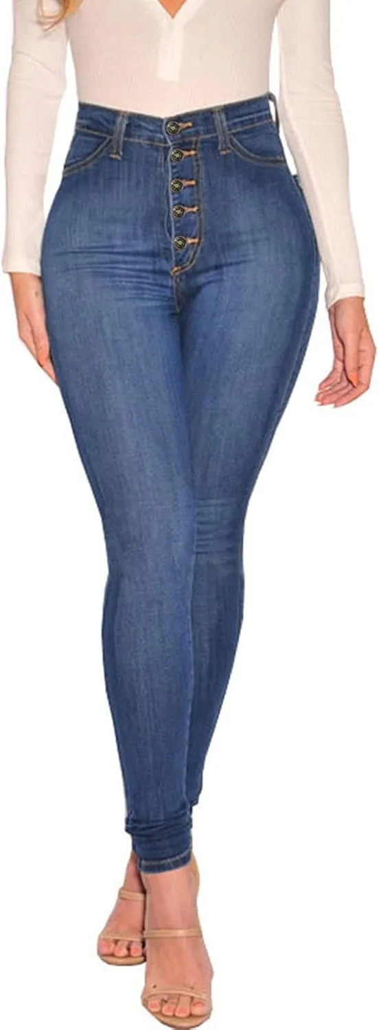 KDF Women's High Waisted Jeans for Women Distressed Ripped Jeans Slim Fit Butt Lifting Skinny Stretch Jeans Denim Pants
