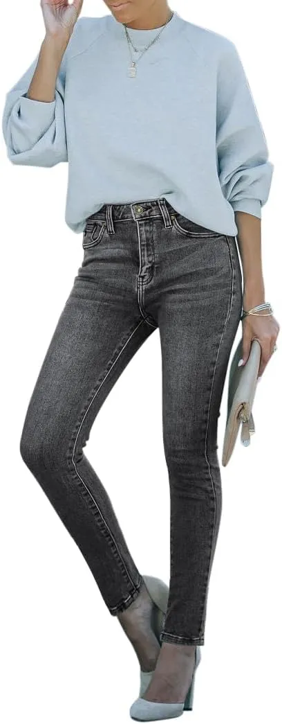 KDF Women's High Waisted Jeans for Women Distressed Ripped Jeans Slim Fit Butt Lifting Skinny Stretch Jeans Denim Pants
