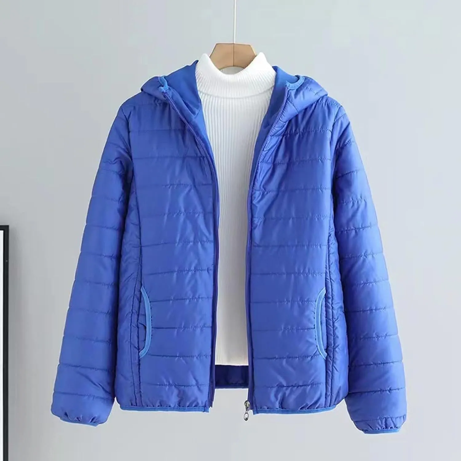 Kubbon Women's Down Coat Lightweight Hooded Puffer Jacket Cozy Warm Zip Up Long Sleeve Quilted Coat Outwear with Pockets
