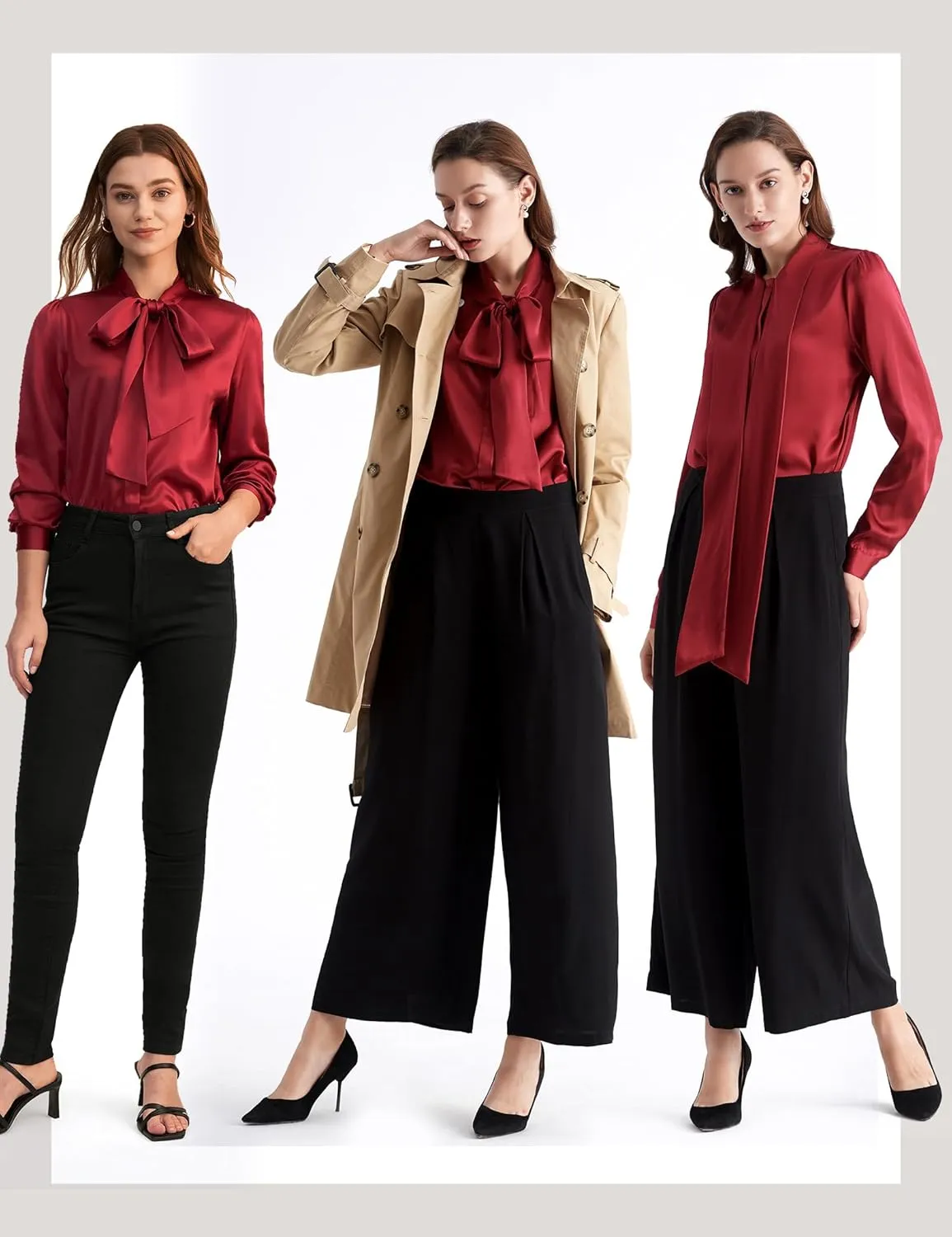 LilySilk Bow-tie Neck Silk Blouse for Women Long Sleeve Ladies Tops Buttons VintageReal Silk Shirts