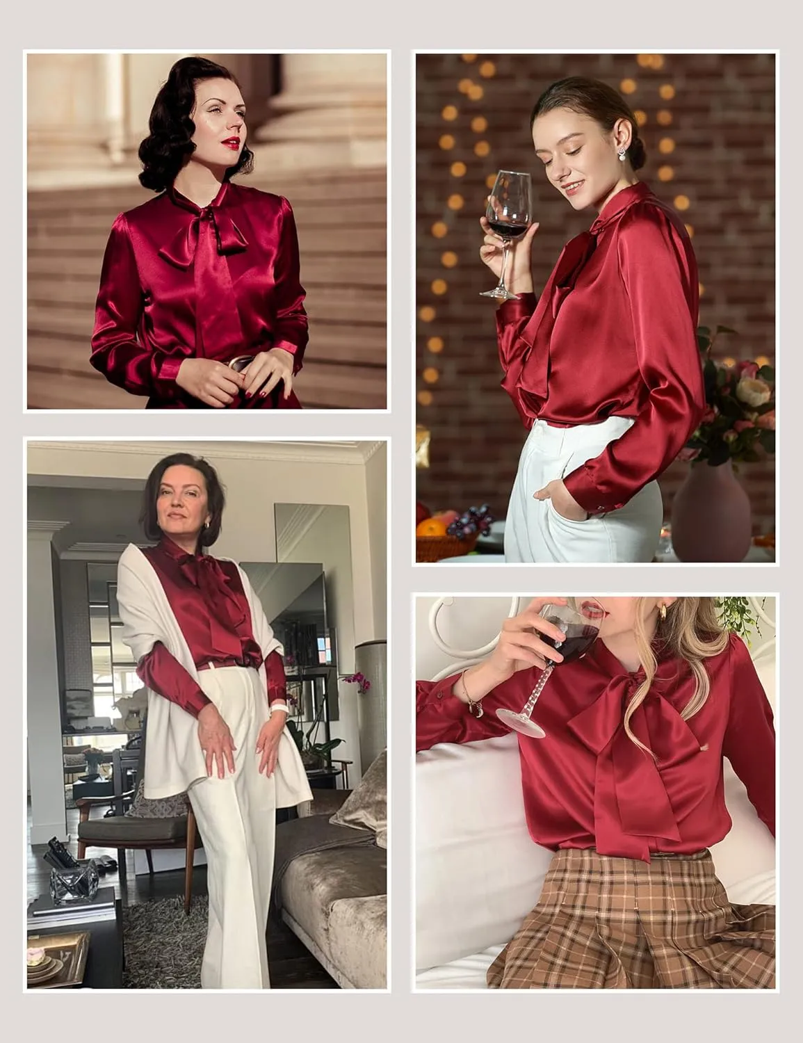 LilySilk Bow-tie Neck Silk Blouse for Women Long Sleeve Ladies Tops Buttons VintageReal Silk Shirts